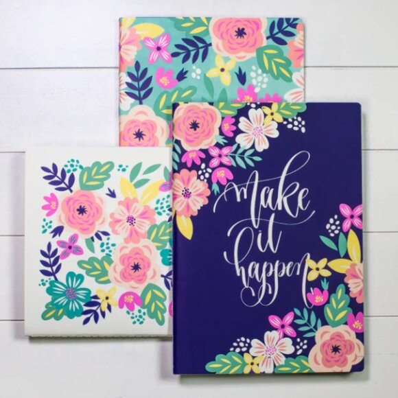 ❣️2/$36 NIP Steel Mill & Co. Mint Floral Stitch Notebook Set of 3 - Picture 1 of 9